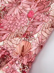 Fall Sweet Floral Pattern Dress with Pockets and Ruffle Hem for Girls