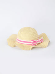 Spring  Pink Striped Ruffled Girls' Dress with Hat