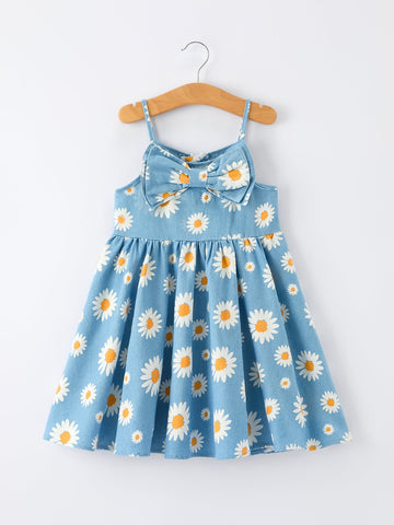 Spring Daisy Girls' Blue Denim Dress