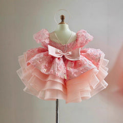 Short-sleeve Princess Dress For A Baby Girls First Birthday