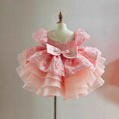 Short-sleeve Princess Dress For A Baby Girls First Birthday