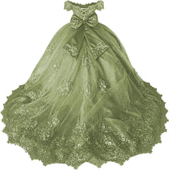 Girls Pageant Dress - Lace Crystal Off Shoulder Ball Gown | AURORE LUXURE