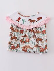 Western smocked girl dress