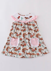 Western smocked girl dress