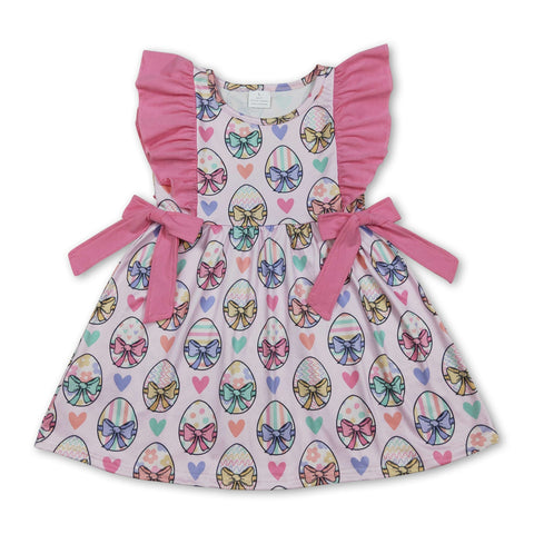 Flutter sleeves egg bow heart baby girls Easter dresses