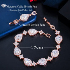 CWWZircons Rose Gold Water Drop CZ Tennis Bracelet for Women