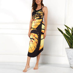 Sexy Butterfly Print Beach Cover-Up Dress – Women’s Summer Sarong Wrap Tunic
