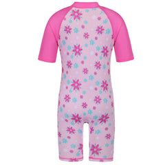 Cyan Flower Girls Swimsuit – Kids UV-Protection One-Piece Swimwear 2025