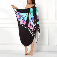 Sexy Butterfly Print Beach Cover-Up Dress – Women’s Summer Sarong Wrap Tunic