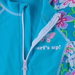 Cyan Flower Girls Swimsuit – Kids UV-Protection One-Piece Swimwear 2025