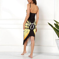 Sexy Butterfly Print Beach Cover-Up Dress – Women’s Summer Sarong Wrap Tunic