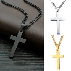 Vintage Stainless Steel Cross Pendant Necklace