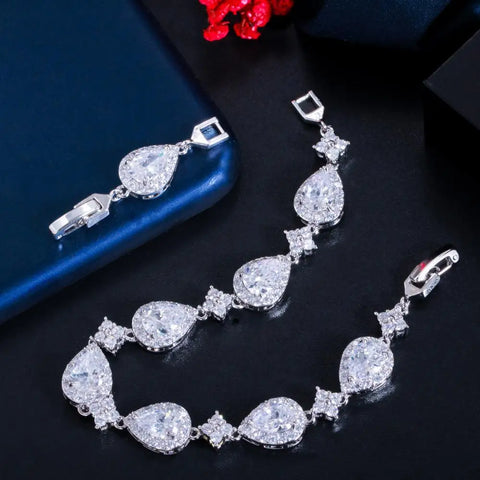 CWWZircons Rose Gold Water Drop CZ Tennis Bracelet for Women
