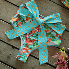 2025 Floral Ruffle Bandage Bikini Set – Women’s Push-Up Two-Piece Swimsuit