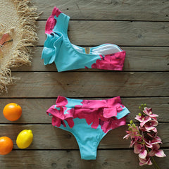 2025 Floral Ruffle Bandage Bikini Set – Women’s Push-Up Two-Piece Swimsuit