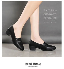 Women Soft Leather Low Heel Shoes Comfortable Soft Sole Middle-aged Sandals Mid Heel Work Shoes New Arrival 2025