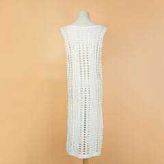 White Fishnet Crochet Beach Wrap – Sexy Sarong Bikini Cover-Up Dress