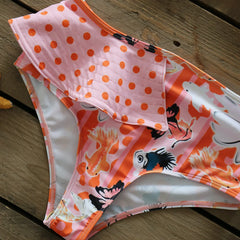 2025 Floral Ruffle Bandage Bikini Set – Women’s Push-Up Two-Piece Swimsuit