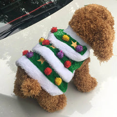 Green Christmas Dog Dress – Warm Winter Hoodie Costume for Holiday Parties