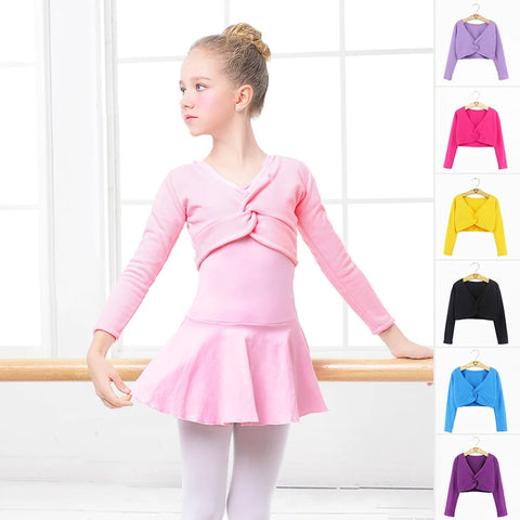 Girls Ballet Crop Top & High Waist Leotard Set – Long Sleeve Dancewear