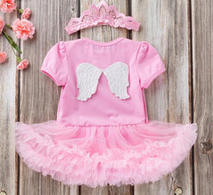 Pink Baby Luxury Bodysuit Infant Girls Princess Puffy Dress Baby Gown Party Wedding Excellent Girls Gift