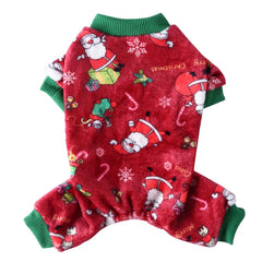 Christmas Winter Dog Pajamas – Warm Pet Clothes for Small Dogs & Cats