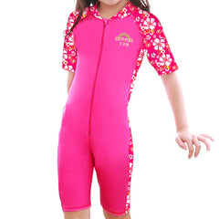 Cyan Flower Girls Swimsuit – Kids UV-Protection One-Piece Swimwear 2025