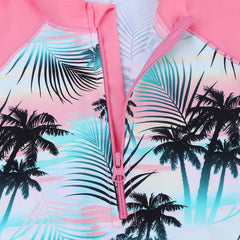 Cyan Flower Girls Swimsuit – Kids UV-Protection One-Piece Swimwear 2025