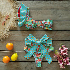 2025 Floral Ruffle Bandage Bikini Set – Women’s Push-Up Two-Piece Swimsuit