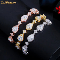 CWWZircons Rose Gold Water Drop CZ Tennis Bracelet for Women
