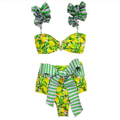 2025 Floral Ruffle Bandage Bikini Set – Women’s Push-Up Two-Piece Swimsuit