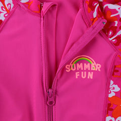 Cyan Flower Girls Swimsuit – Kids UV-Protection One-Piece Swimwear 2025