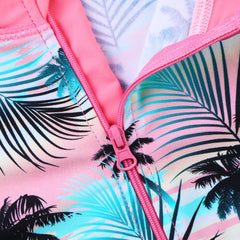 Cyan Flower Girls Swimsuit – Kids UV-Protection One-Piece Swimwear 2025