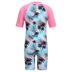 Cyan Flower Girls Swimsuit – Kids UV-Protection One-Piece Swimwear 2025