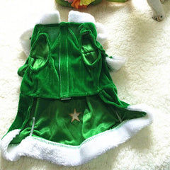 Green Christmas Dog Dress – Warm Winter Hoodie Costume for Holiday Parties