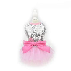 Sequin Princess Dog Dress ✨ Luxury Tutu Bow Outfit for Small Dogs