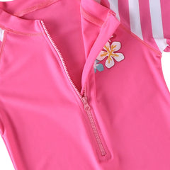 Cyan Flower Girls Swimsuit – Kids UV-Protection One-Piece Swimwear 2025