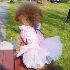 Sequin Princess Dog Dress ✨ Luxury Tutu Bow Outfit for Small Dogs