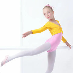 Girls Ballet Crop Top & High Waist Leotard Set – Long Sleeve Dancewear