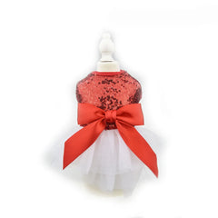 Sequin Princess Dog Dress ✨ Luxury Tutu Bow Outfit for Small Dogs