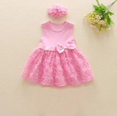 Pink Baby Luxury Bodysuit Infant Girls Princess Puffy Dress Baby Gown Party Wedding Excellent Girls Gift
