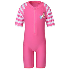 Cyan Flower Girls Swimsuit – Kids UV-Protection One-Piece Swimwear 2025