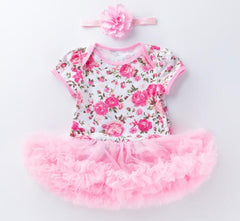 Pink Baby Luxury Bodysuit Infant Girls Princess Puffy Dress Baby Gown Party Wedding Excellent Girls Gift