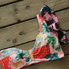 2025 Floral Ruffle Bandage Bikini Set – Women’s Push-Up Two-Piece Swimsuit