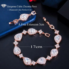 CWWZircons Rose Gold Water Drop CZ Tennis Bracelet for Women