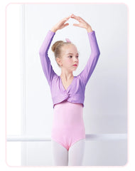 Girls Ballet Crop Top & High Waist Leotard Set – Long Sleeve Dancewear