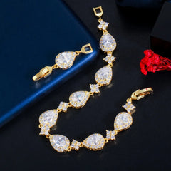 CWWZircons Rose Gold Water Drop CZ Tennis Bracelet for Women