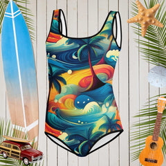Hawaiian Print 🌸 Teen Girls Swimsuit 🩱 One Piece