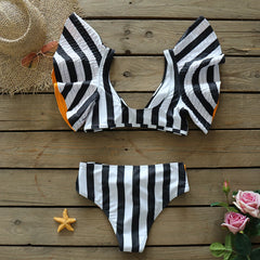 2025 Floral Ruffle Bandage Bikini Set – Women’s Push-Up Two-Piece Swimsuit