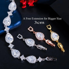 CWWZircons Rose Gold Water Drop CZ Tennis Bracelet for Women